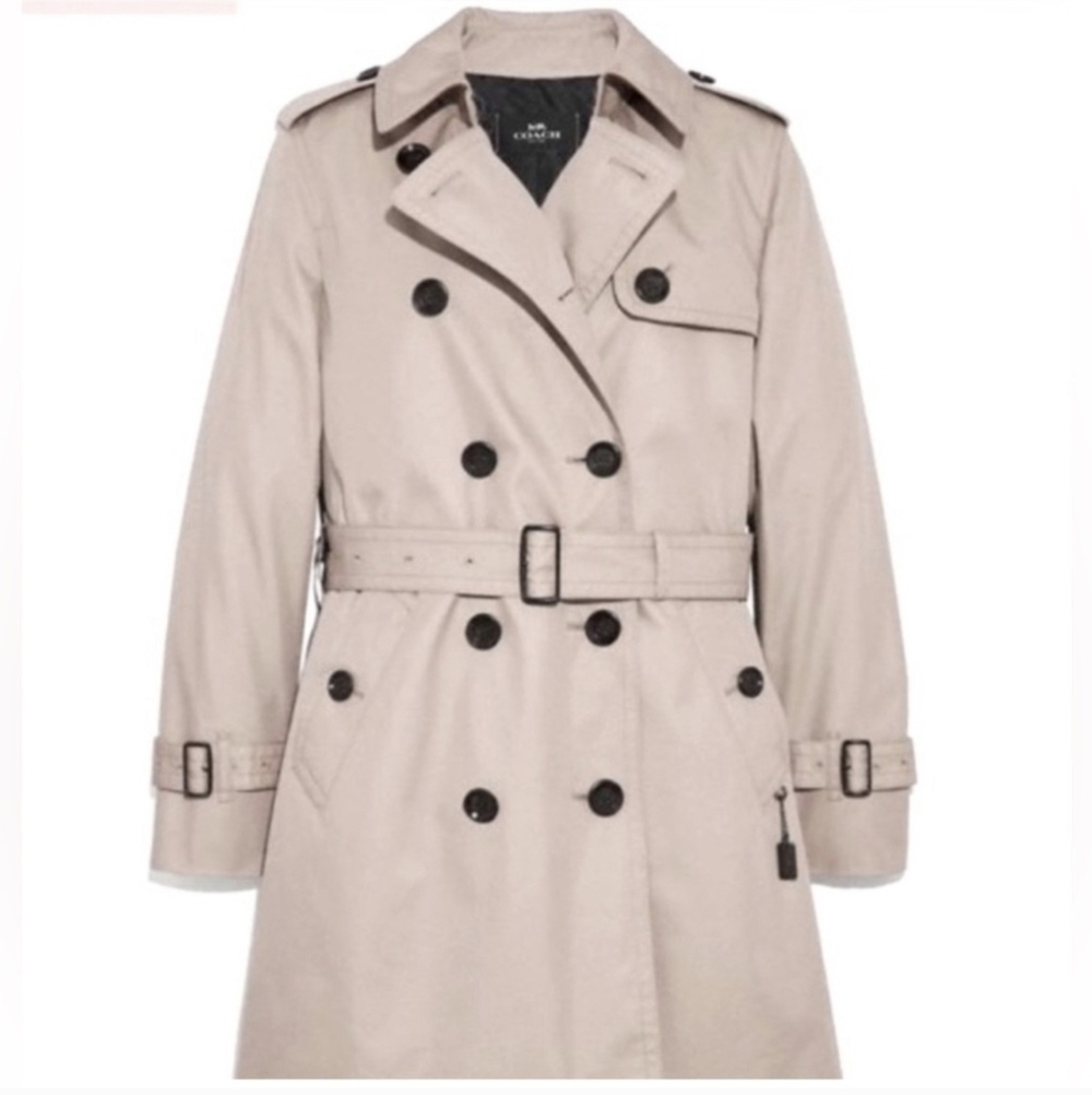 Coach Light Beige/pink Double-Breasted Trench‎ Coat